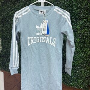 NWT Girls small Adidas Light Blue Logo Dress